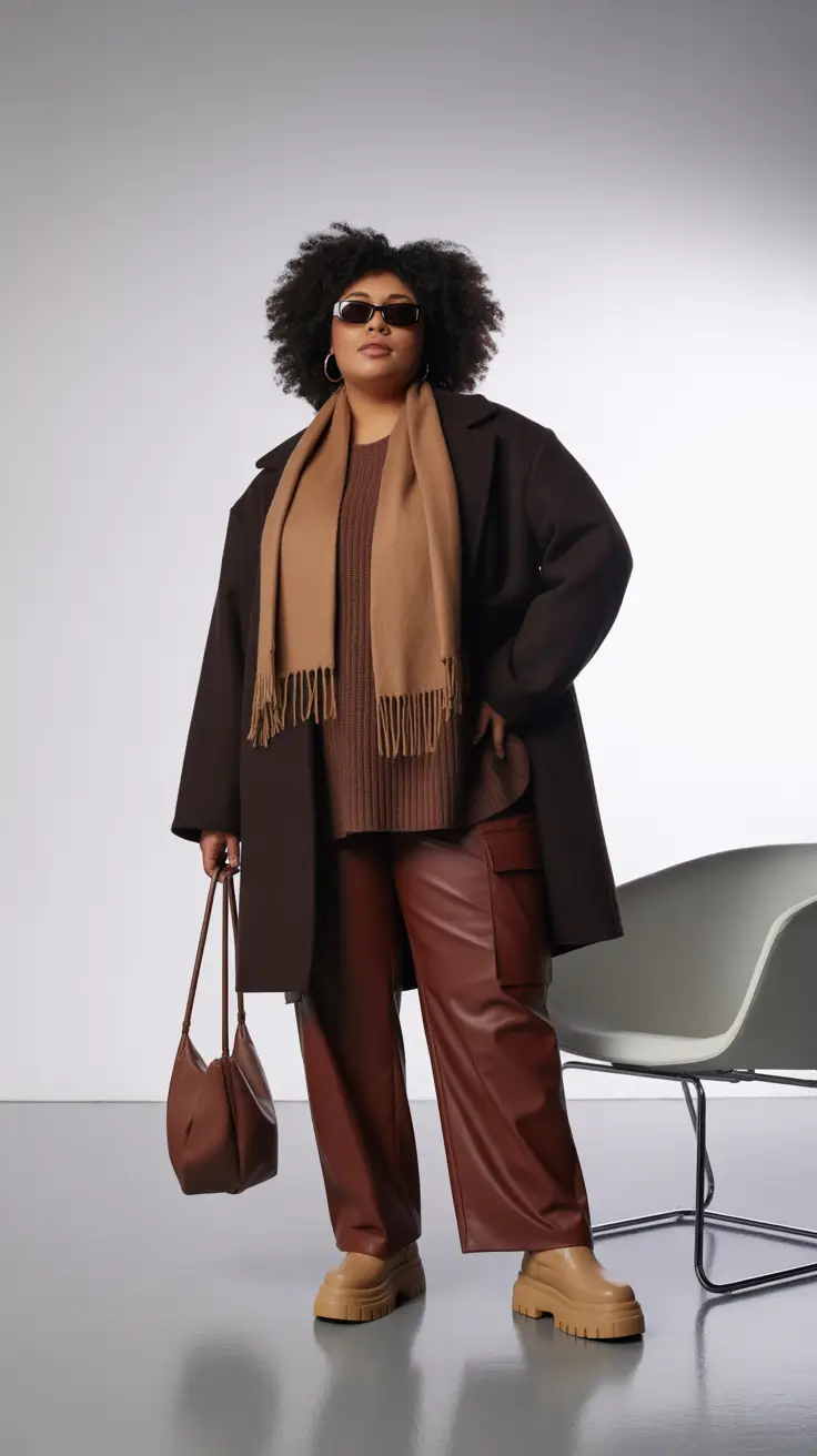 winter capsule wardrobe plus size women Chocolate Layers with Caramel Touches