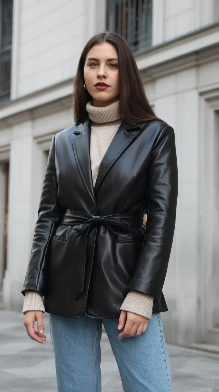 Winter Fashion Outfits NYC 2025 2026 Leather and Denim Balance