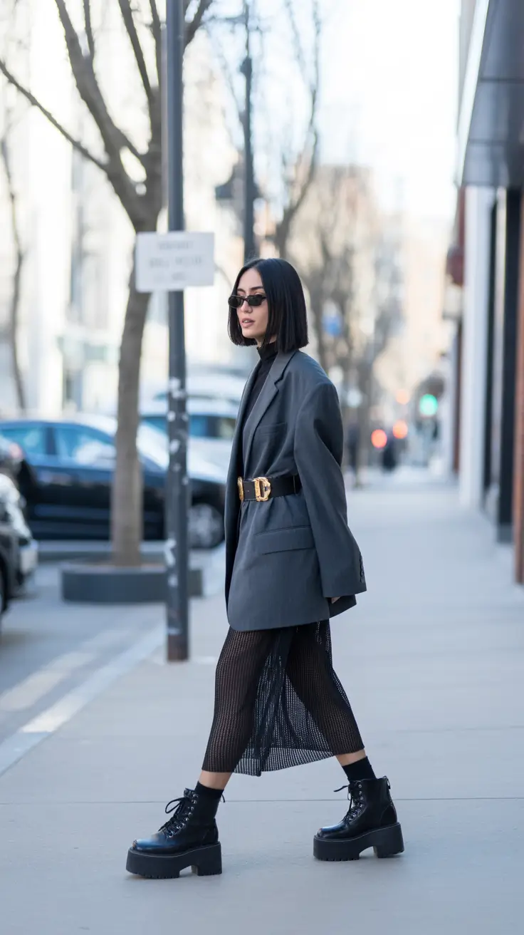 Winter Fashion Outfits NYC 2025 2026 Edgy Monochrome