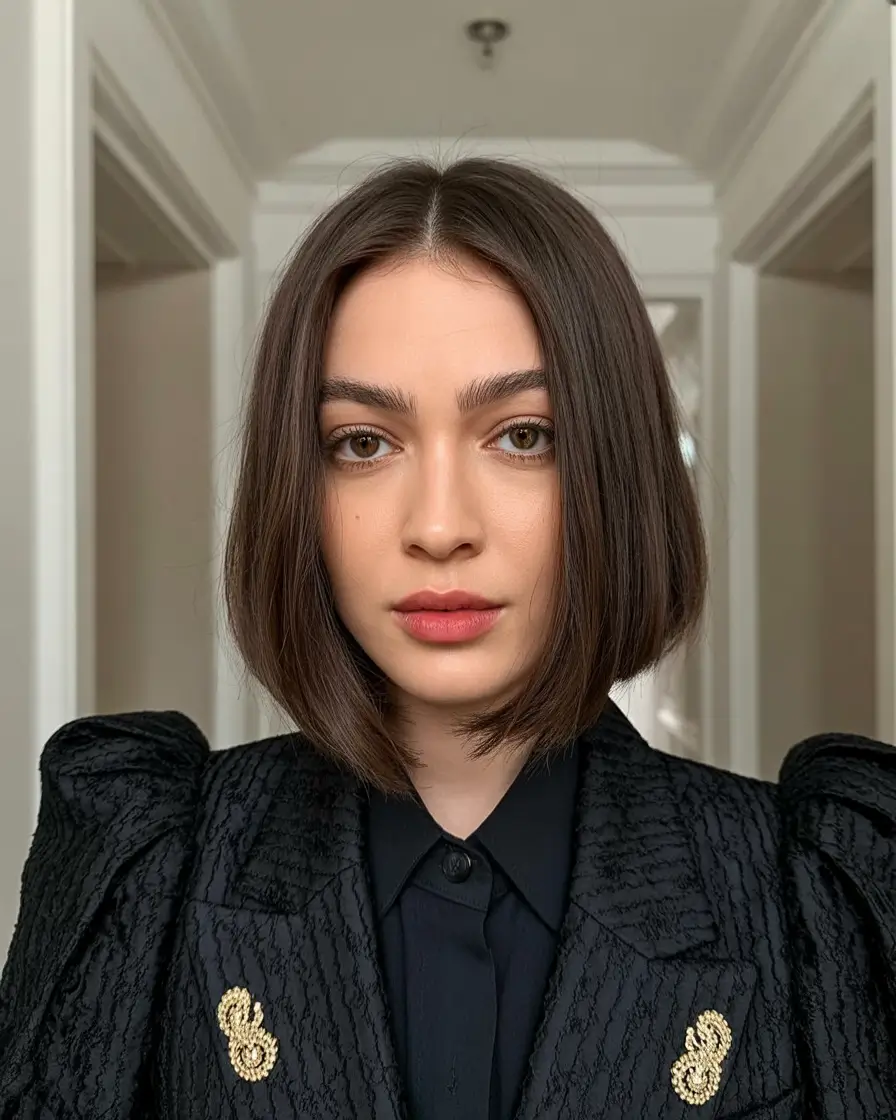 winter hair colors ideas 2025 2026 Minimalist Dark Bob