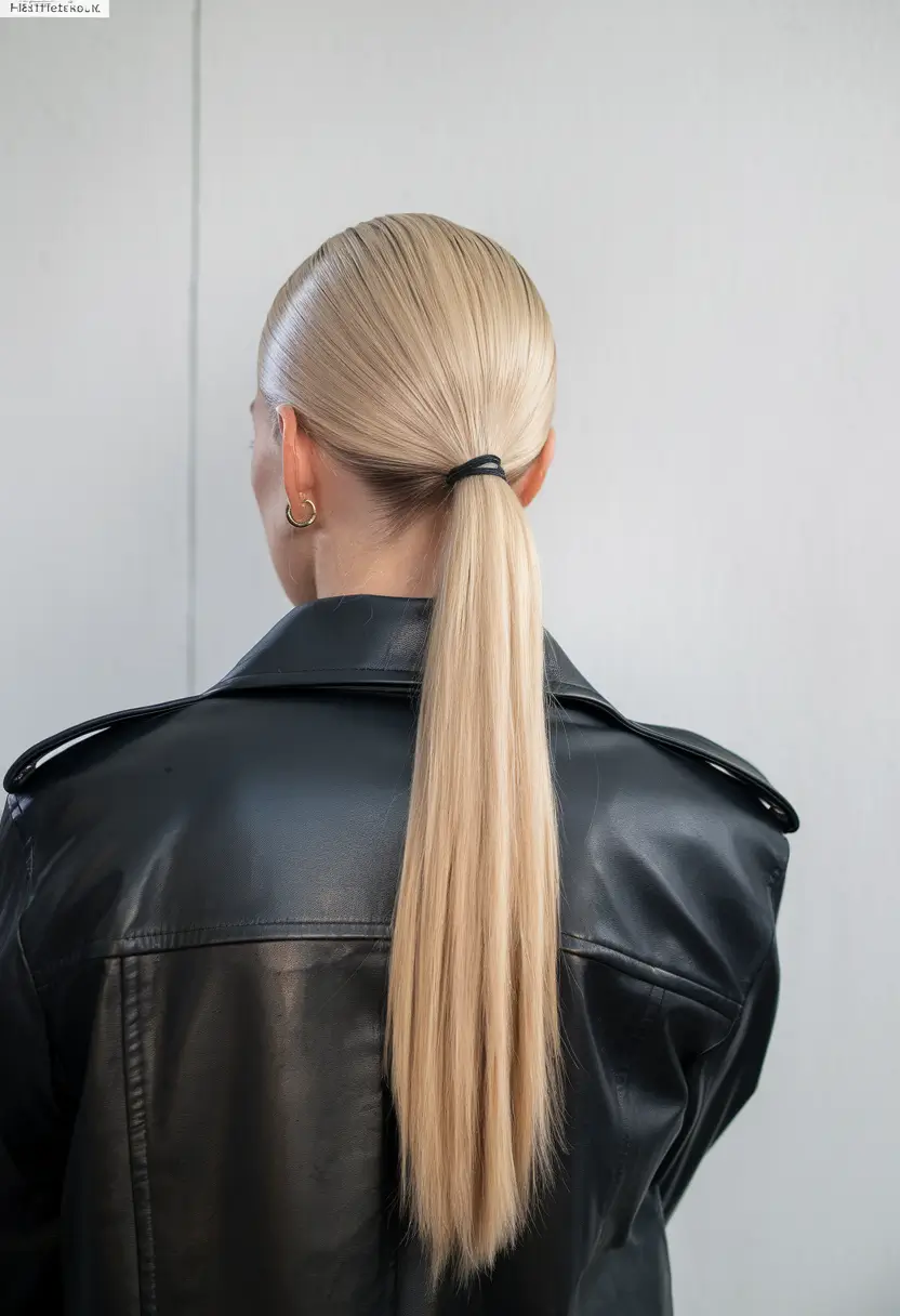 winter hair colors ideas 2025 2026 Sleek Blonde Ponytail