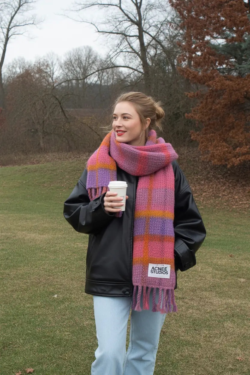 Winter outfits cold street style Playful Scarf