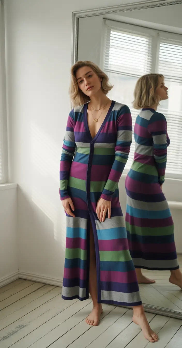 Winter outfits cold casual Striped Knit Dress