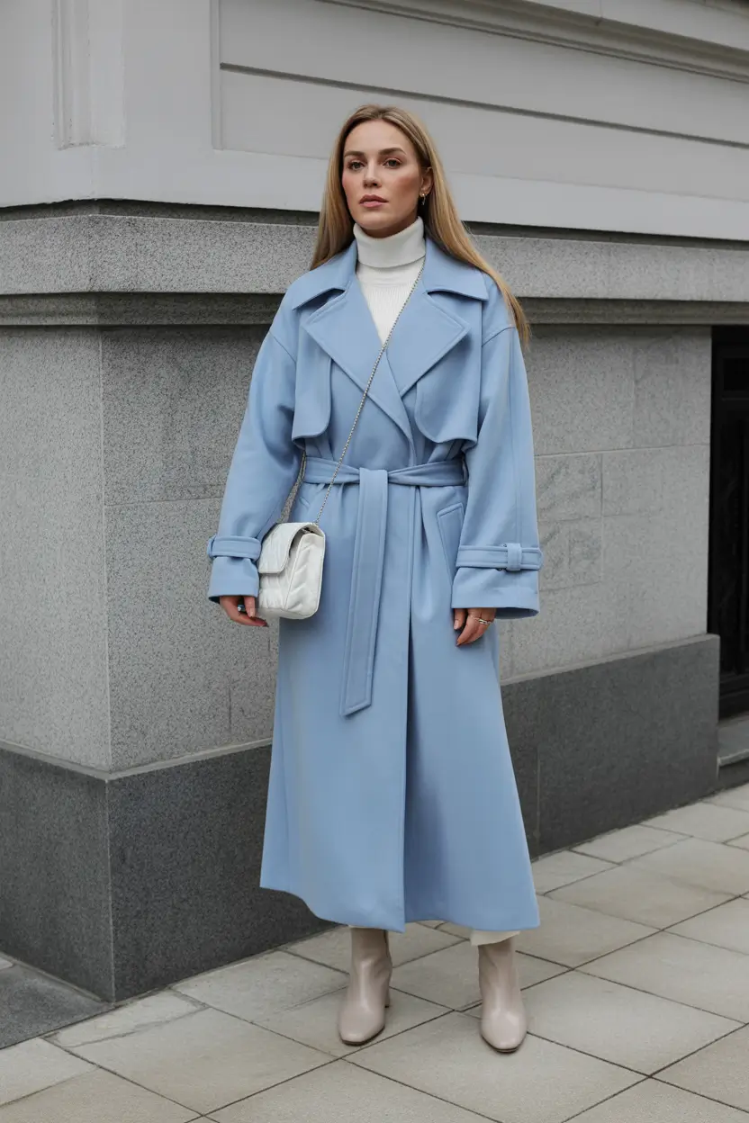 Winter outfits cold classy chic elegant Blue Coat