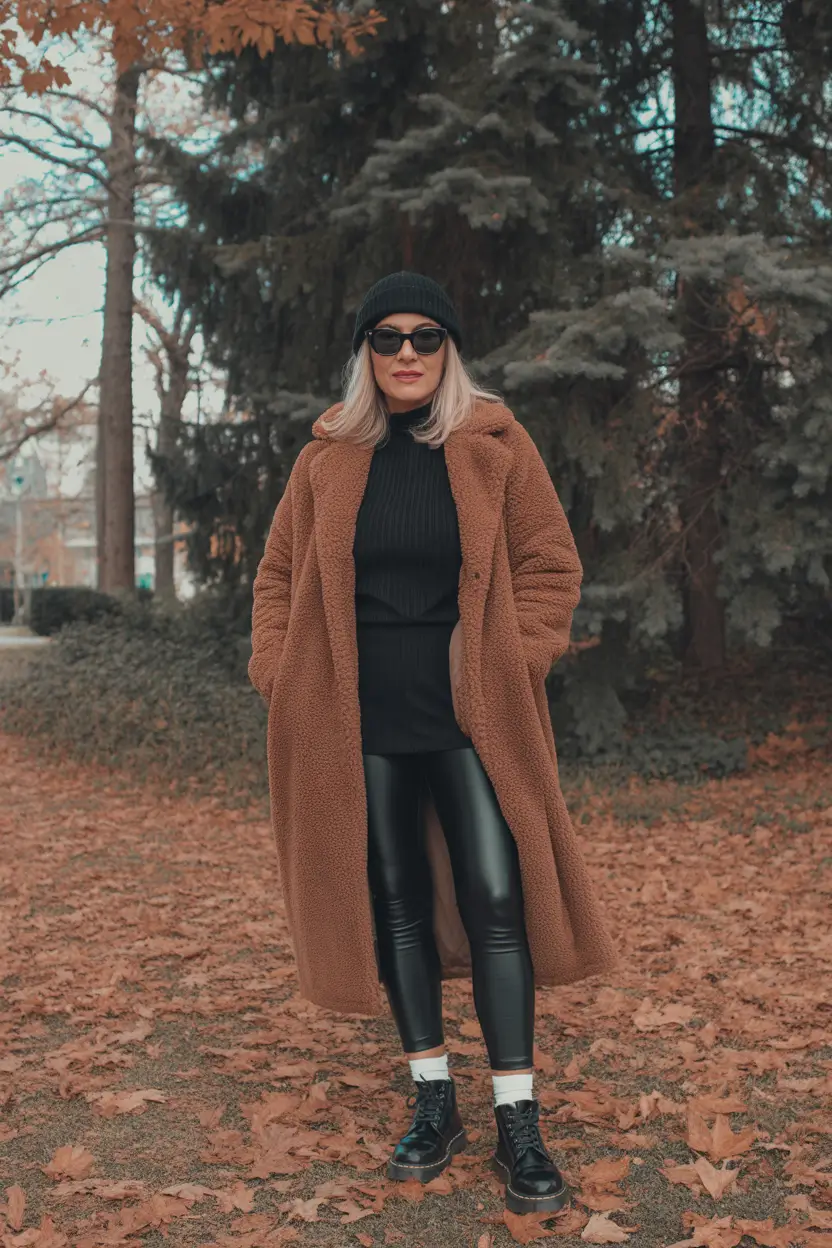 trendy-winter-outfits-for-women-over-40-Edgy-Chic-with-Texture-Play