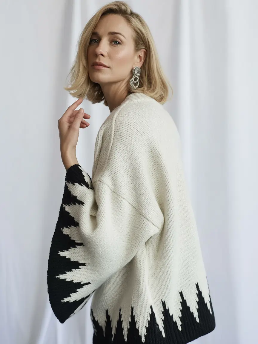 winter-outfits-over-40-casual-Statement-Knit-with-Artistic-Flair