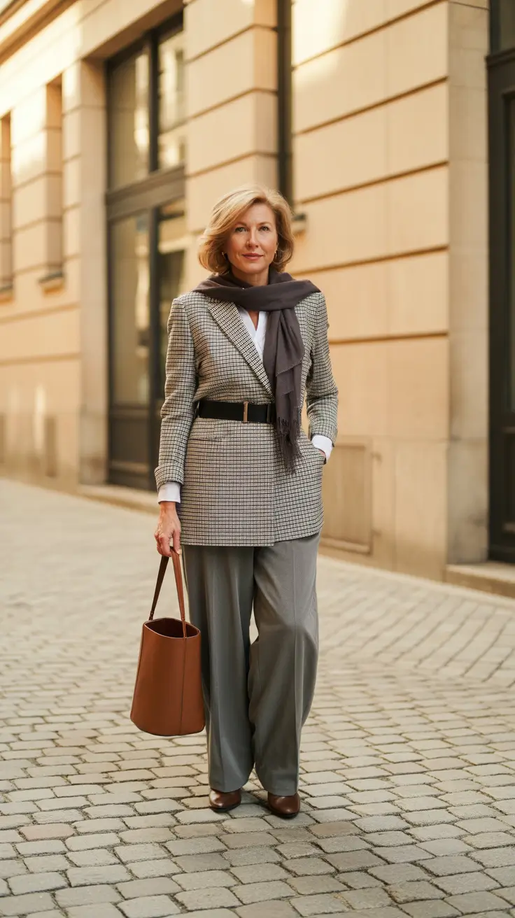 winter outfits over 50 older women chic Tailored Elegance with a Modern Belt
