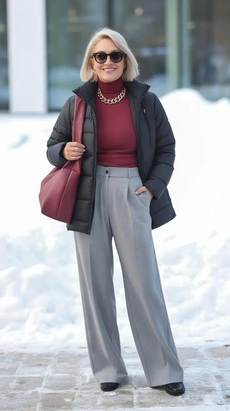 winter outfits over 50 older women chic Bold Red Sophistication