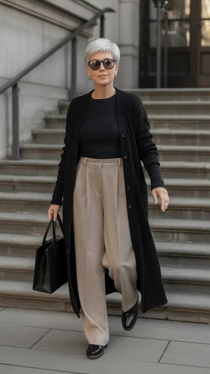 Winter Outfits for Women Over 60 Style Guide 2025 Monochrome Black With Tailored Balance