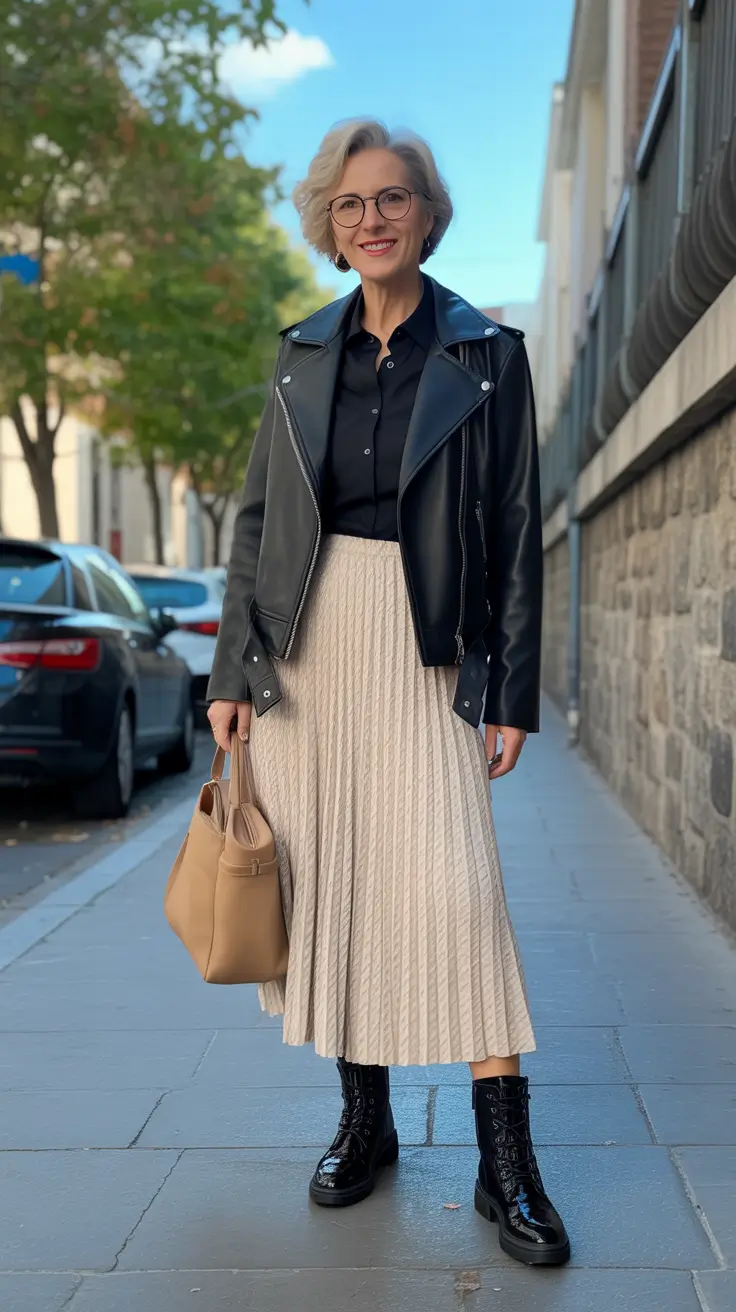 Winter Outfits for Women Over 60 Style Guide 2025 Classic Leather and Pleated Elegance