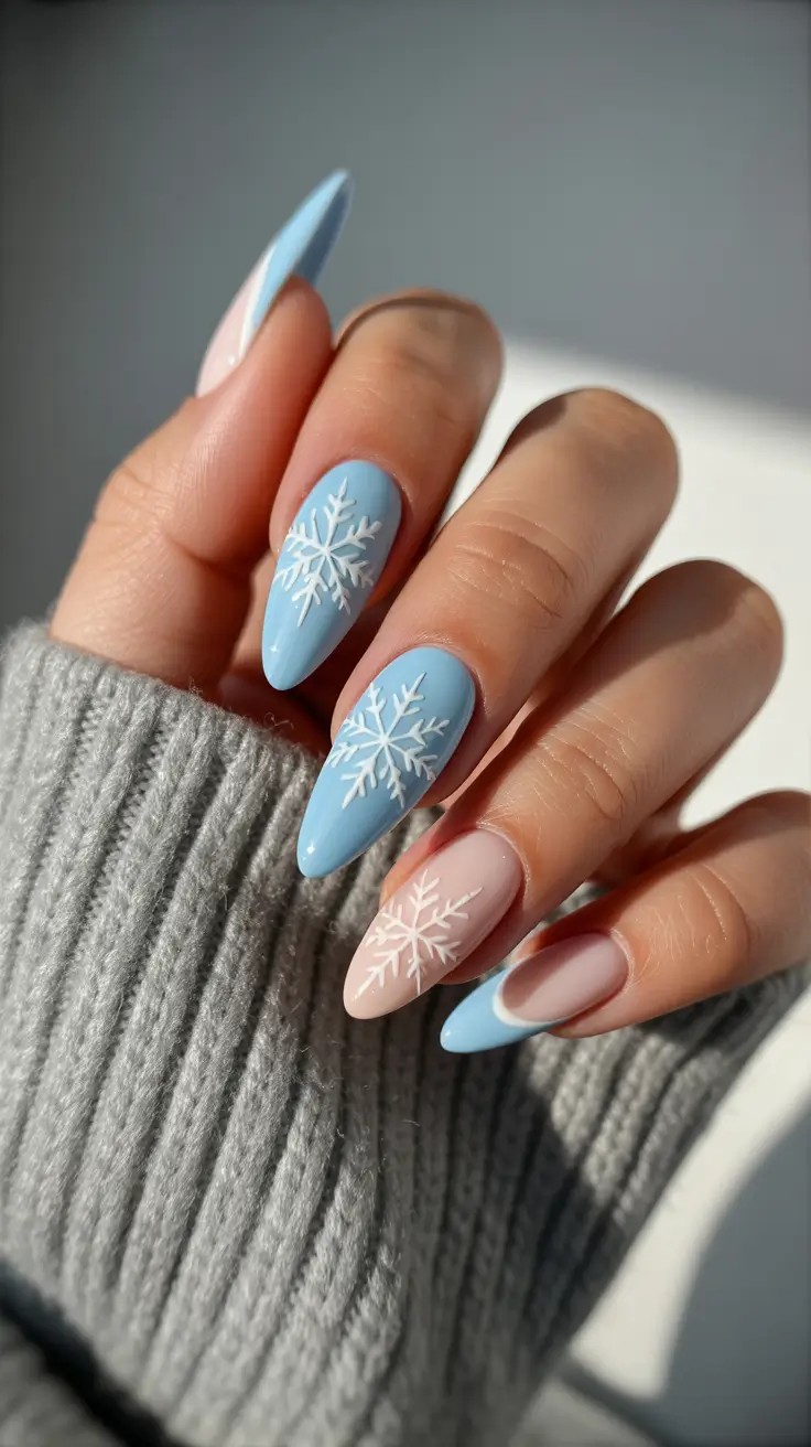 winter acrylic nails designs Frosty Blue Whispers
