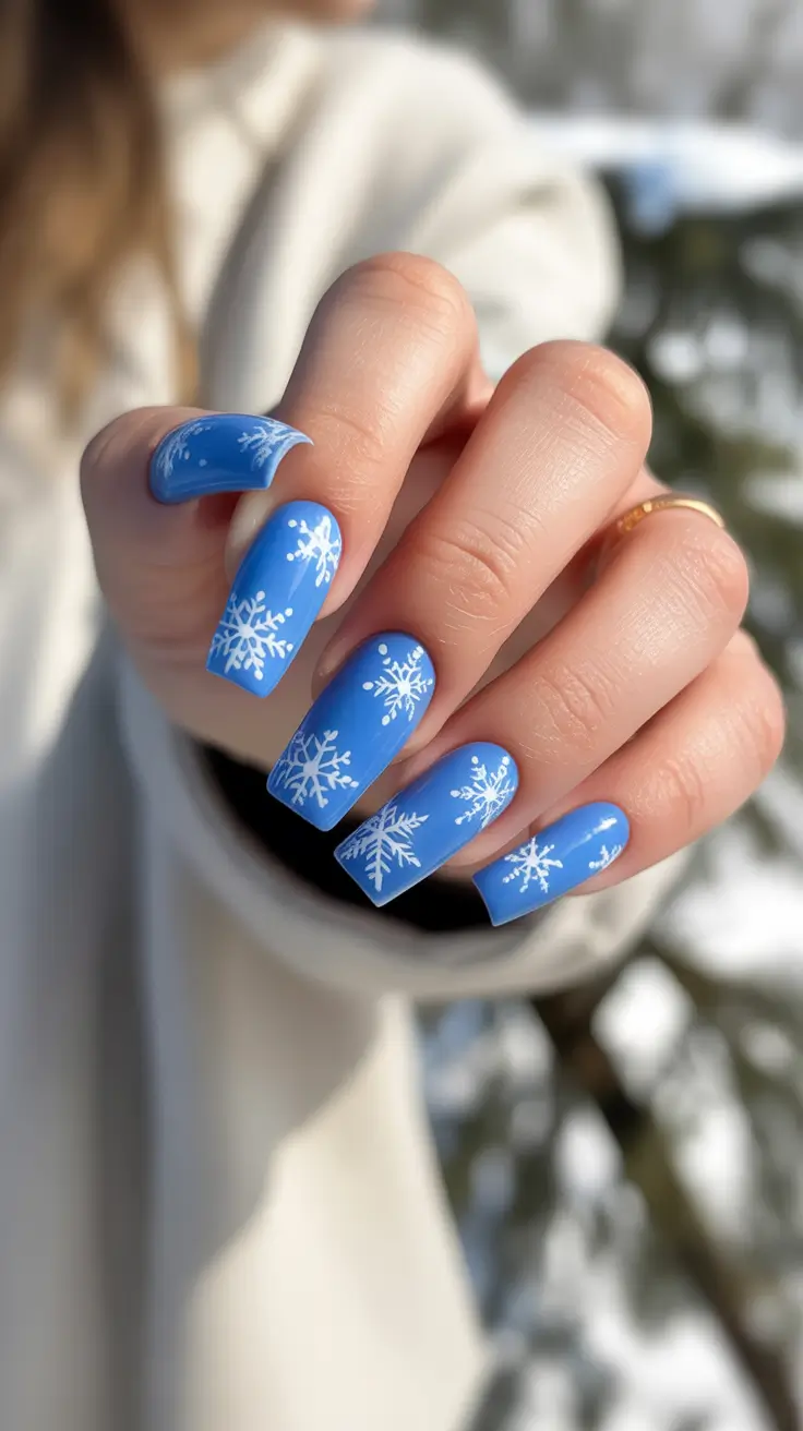 winter oval acrylic nails designs Snow Queen Sky