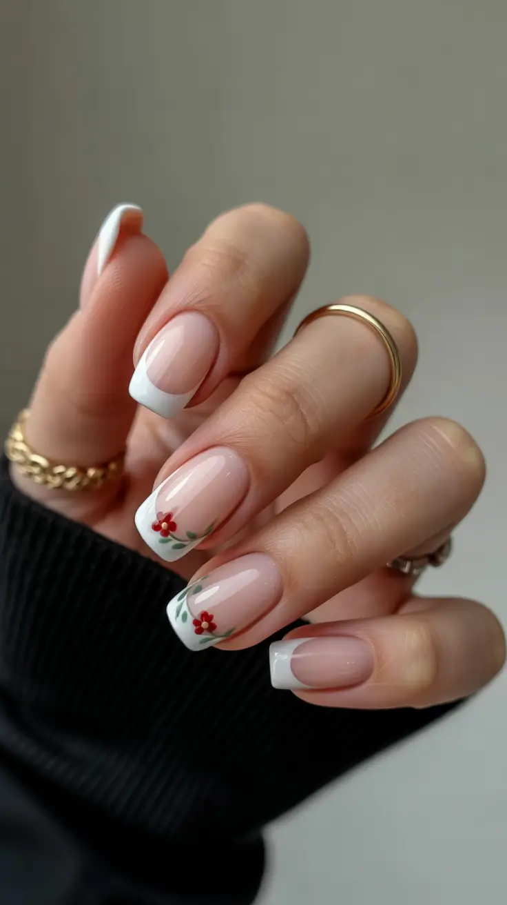 French tip Classic Winter French with a Twist