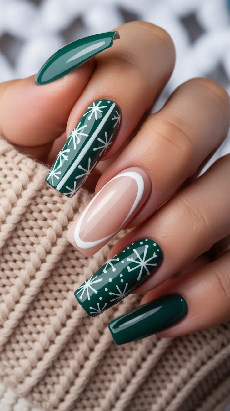winter acrylic nails designs Nordic Forest Glow