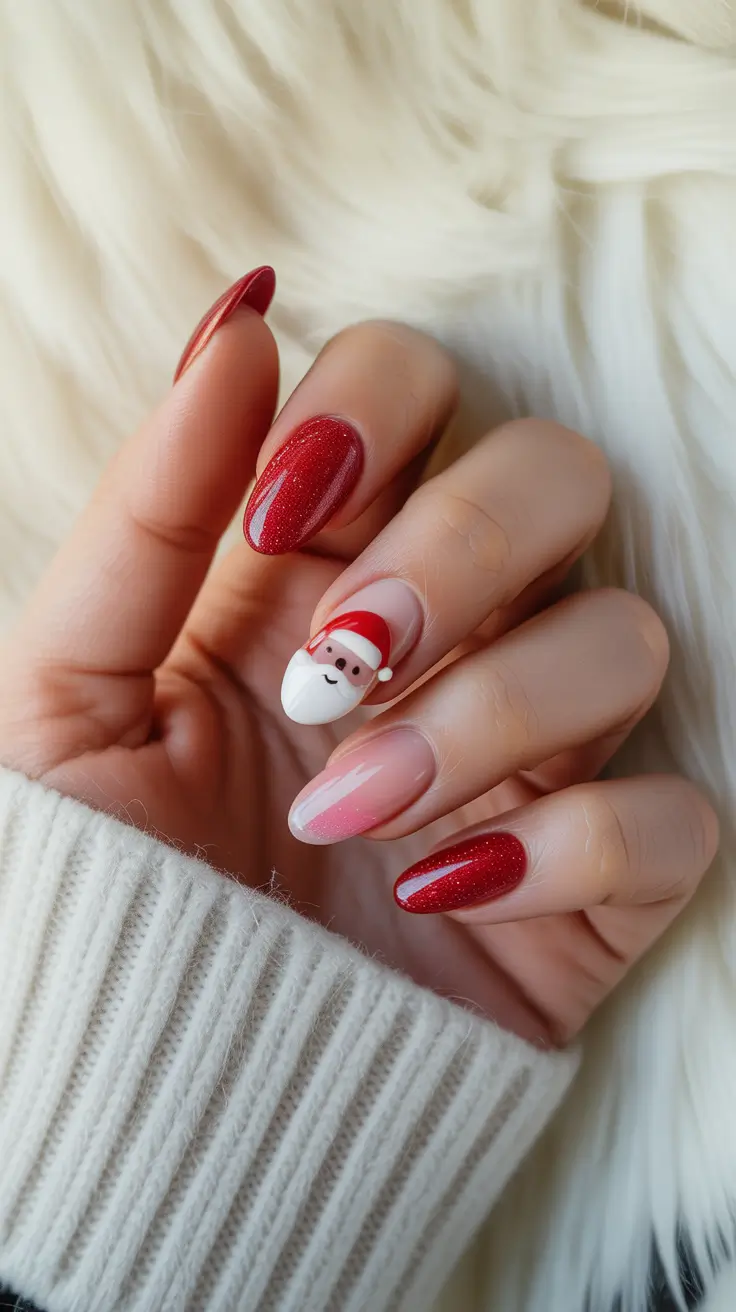 short acrylic nails designs for winter Santa Sparkle Charm