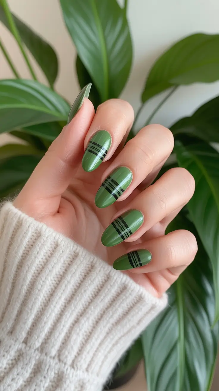 short coffin acrylic nails designs winter simple Evergreen Plaid Chic