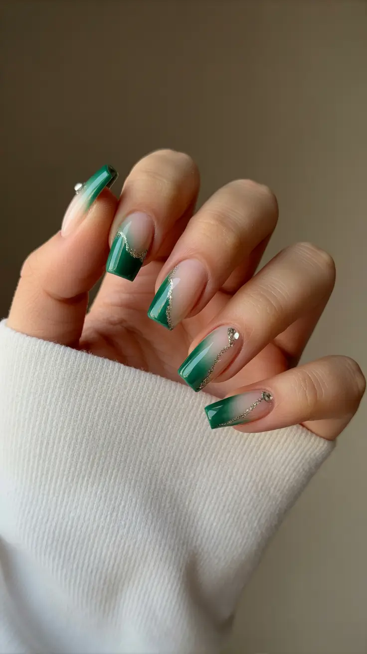 French tip Emerald French Glow