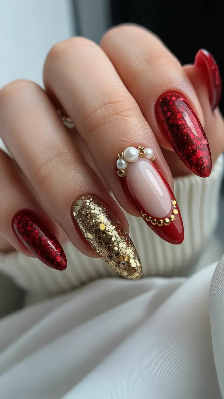 winter acrylic nails designs Golden Gala Glow