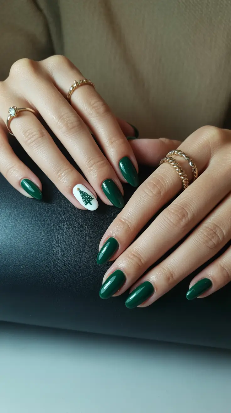 short acrylic nails designs winter Evergreen Simplicity