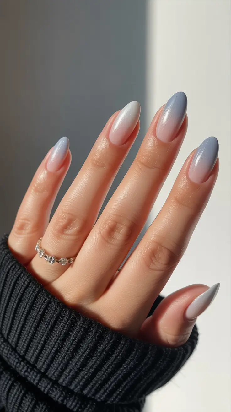 winter-nails-almond-designs-frosted-blue-gradient