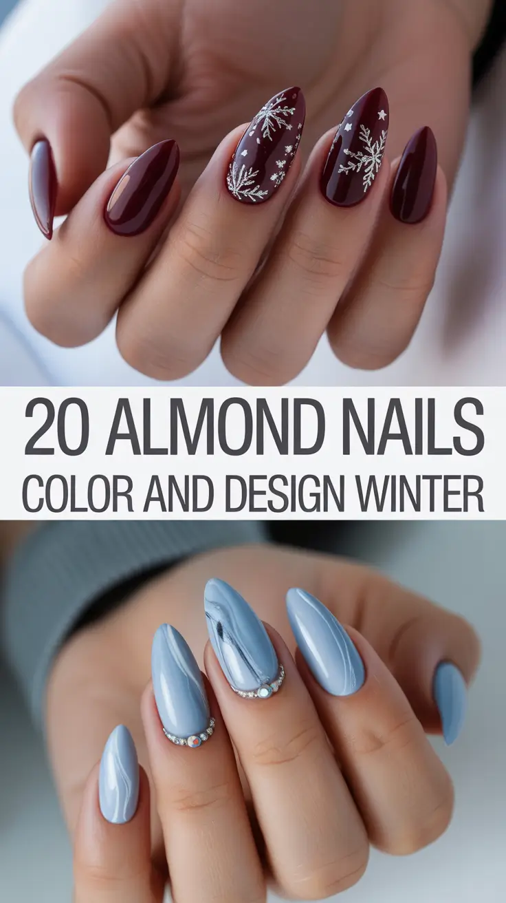 Almond Nails Color and Design Winter 2025–2026: Classy Gel, French & Blue Manicure Trends