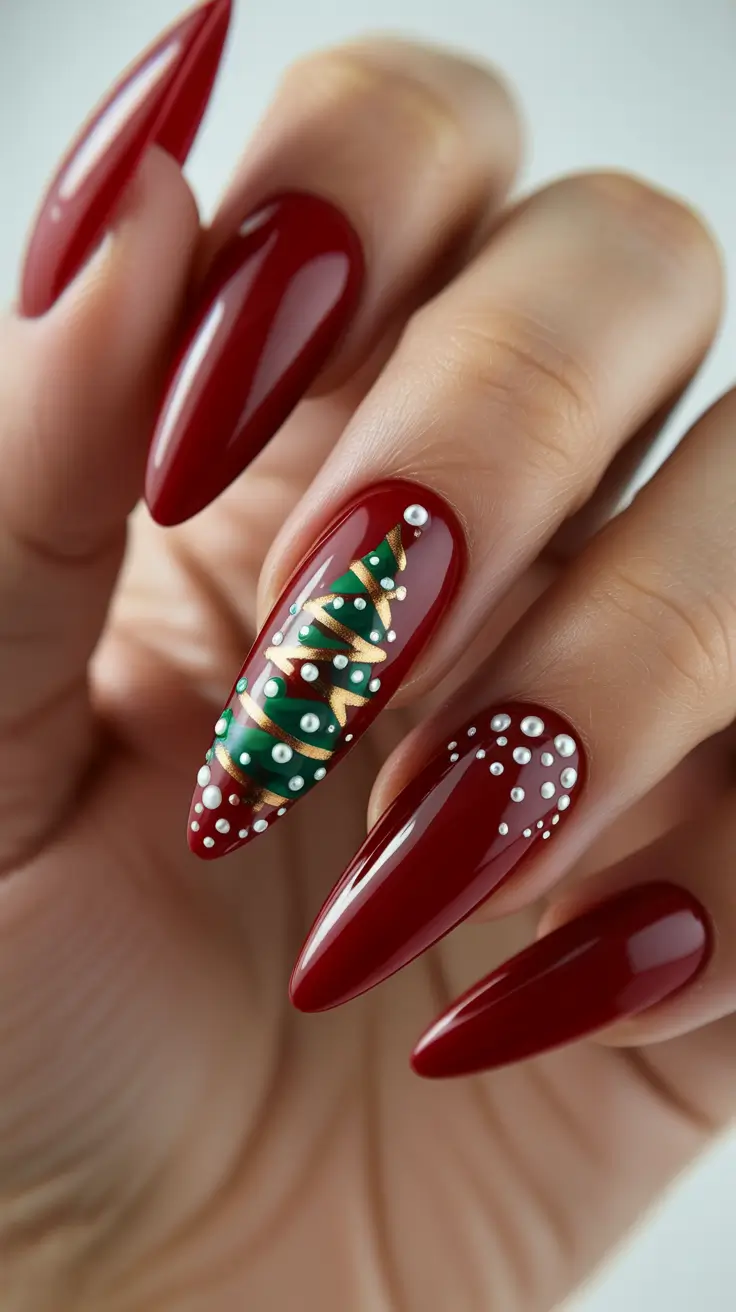 best winter nail colors 2026 Glamorous Crimson Tree