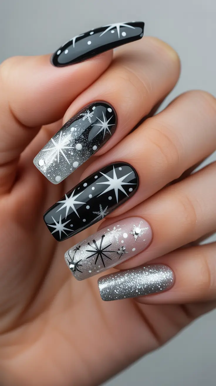 best winter nail colors 2026 Midnight Galaxy Sparkle