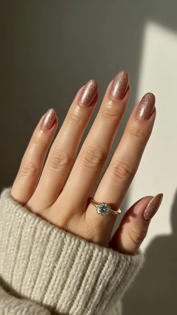 Best Winter Nail Looks 2025-2026 Champagne Frost Glow