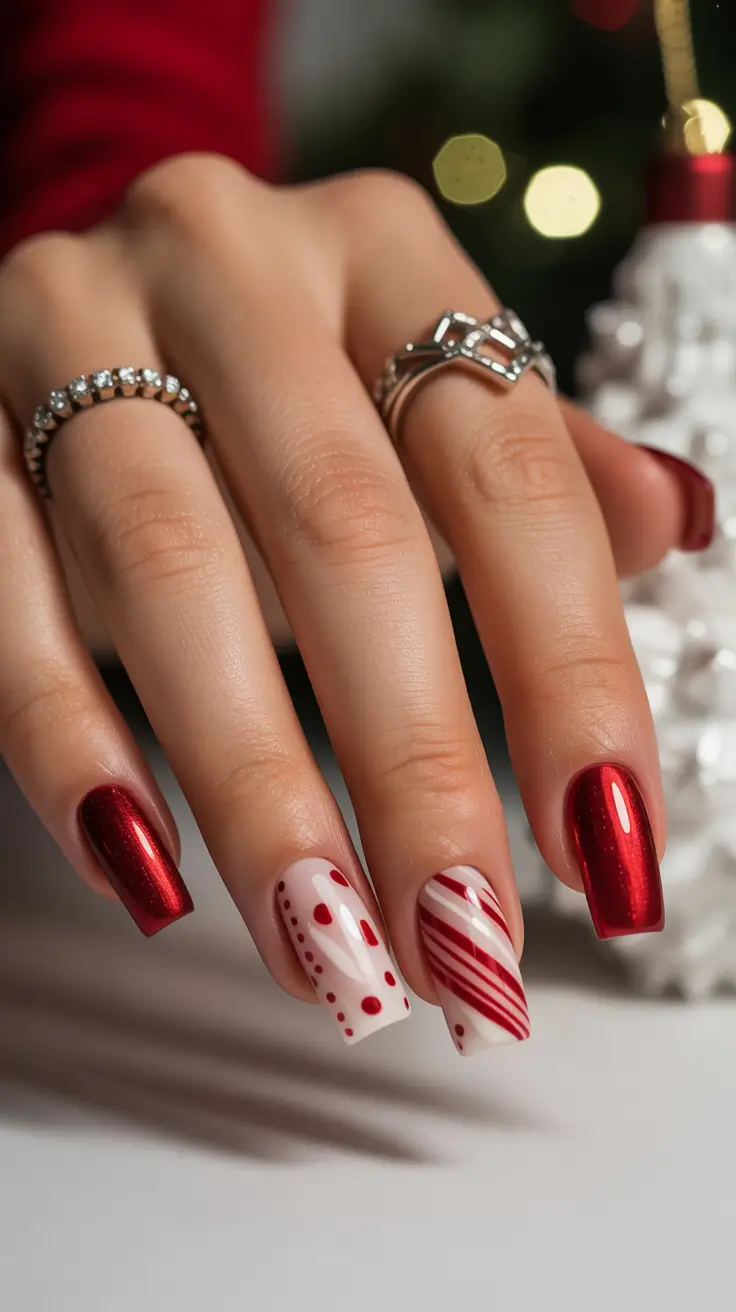 Best Winter Nail Looks 2025-2026 Peppermint Swirl Magic