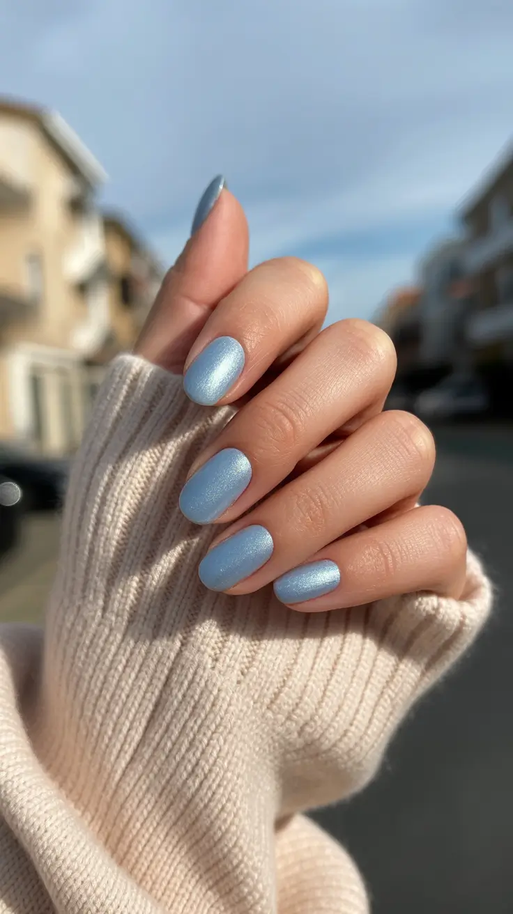 blue winter nails ideas Sky Glow Minimalism
