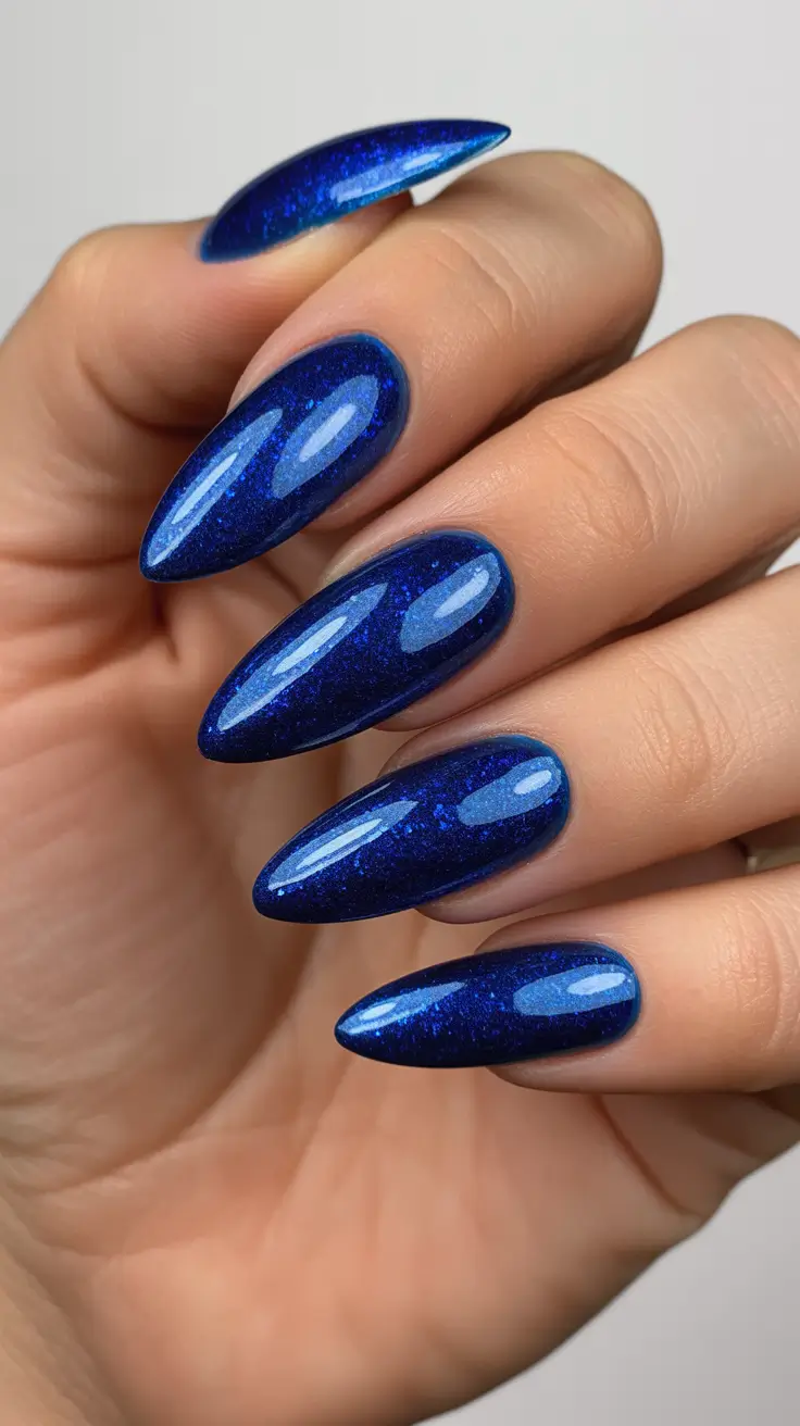 blue winter nails ideas Deep Sapphire Shine