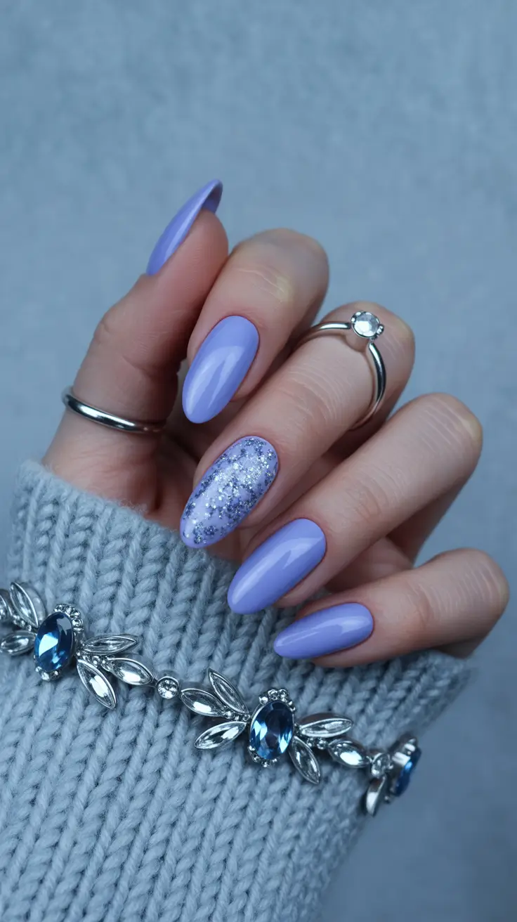 blue winter nails ideas Lavender Frost Dream
