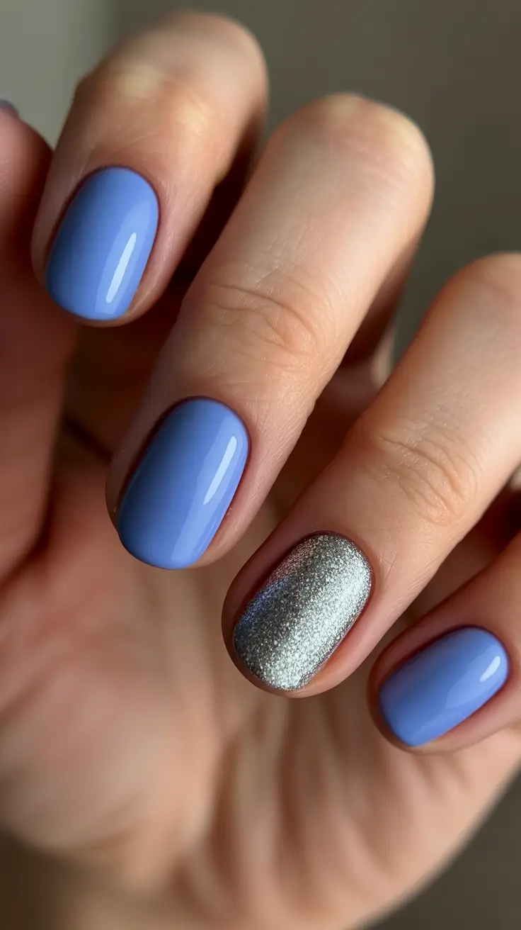blue winter nails ideas Silver Frost Accent