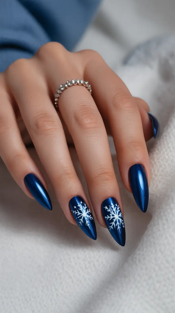 blue winter nails ideas Royal Flake Drama