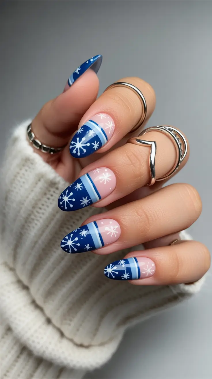 Christmas Acrylic Nails 2025 Snowflake Serenity