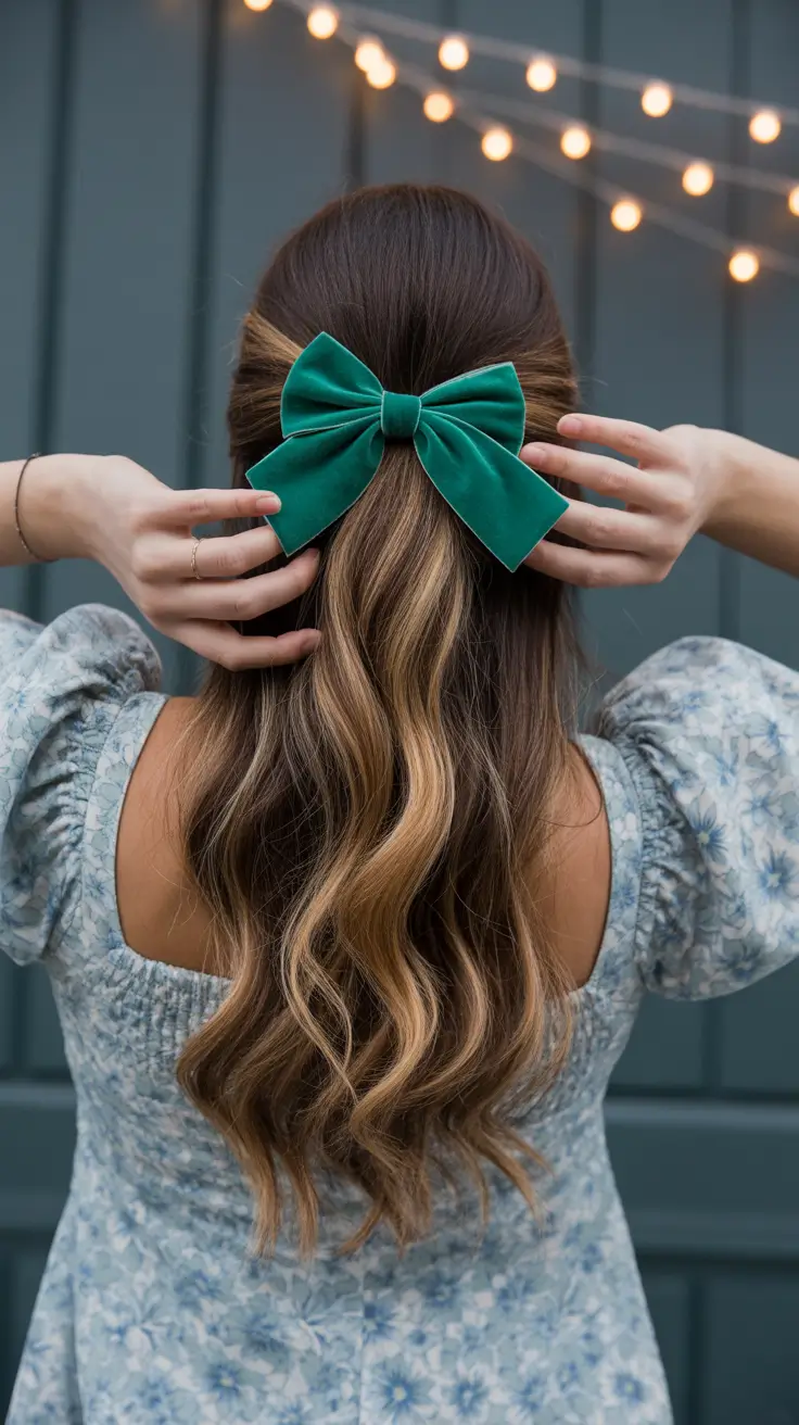Christmas Holiday Hairstyles 2025 Emerald Velvet Romance
