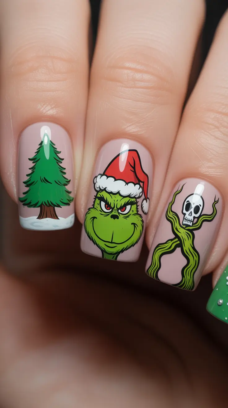 Christmas Nail Art 2025 The Grinch Twist