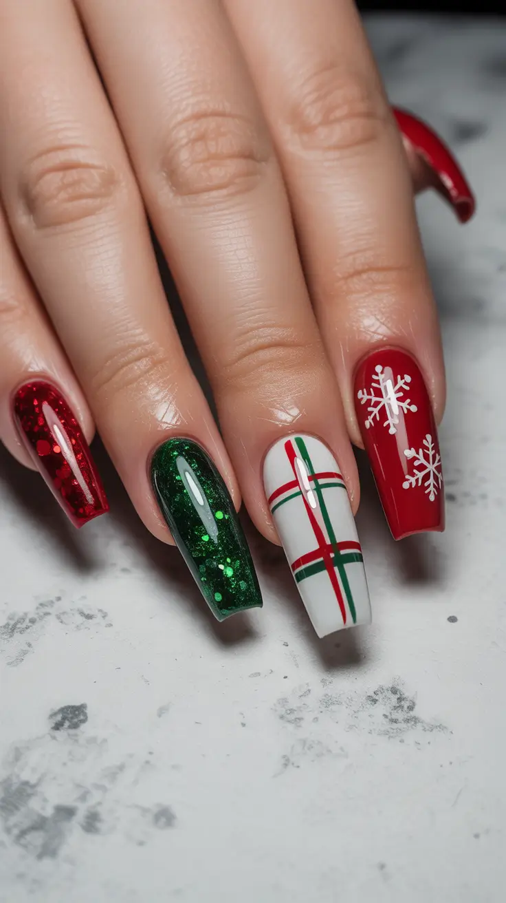 Christmas Nail Art 2025 Classic Red Green Glam