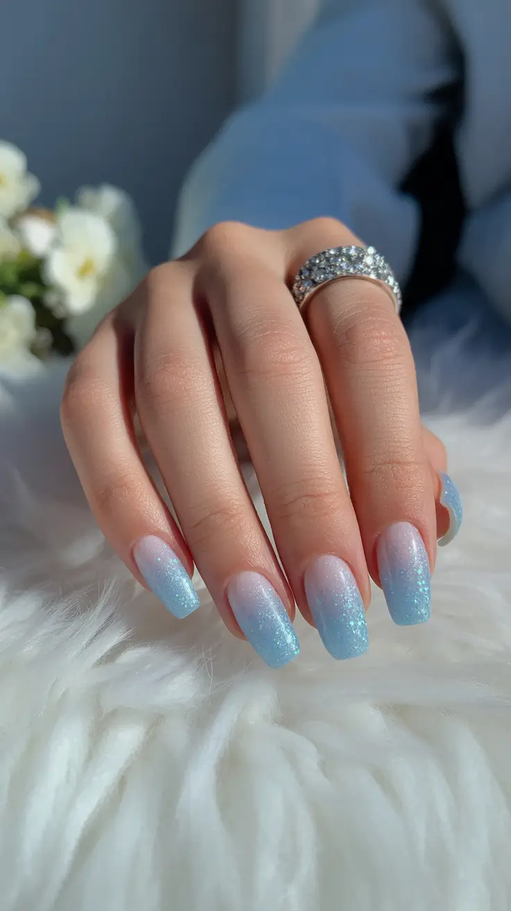 Christmas Nail Art 2025 Frosted Sky Minimalism