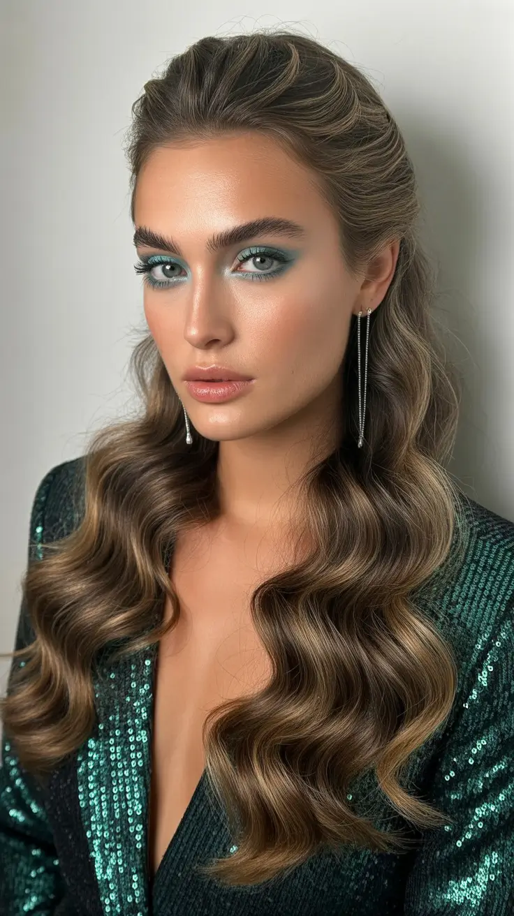Christmas Party Hairstyles 2025 Half-Up Mermaid Shine