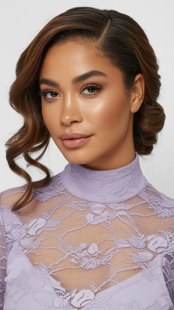 Christmas Party Hairstyles 2025 Side-Swept Bun Perfection