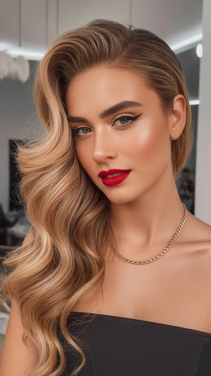 Christmas Party Hairstyles 2025 Golden Old-Hollywood Volume