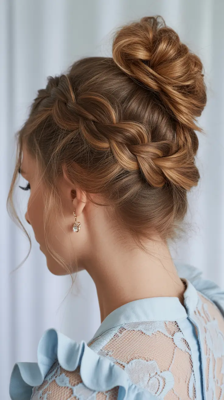 Christmas Party Hairstyles 2025 Braided Bun with a Twist