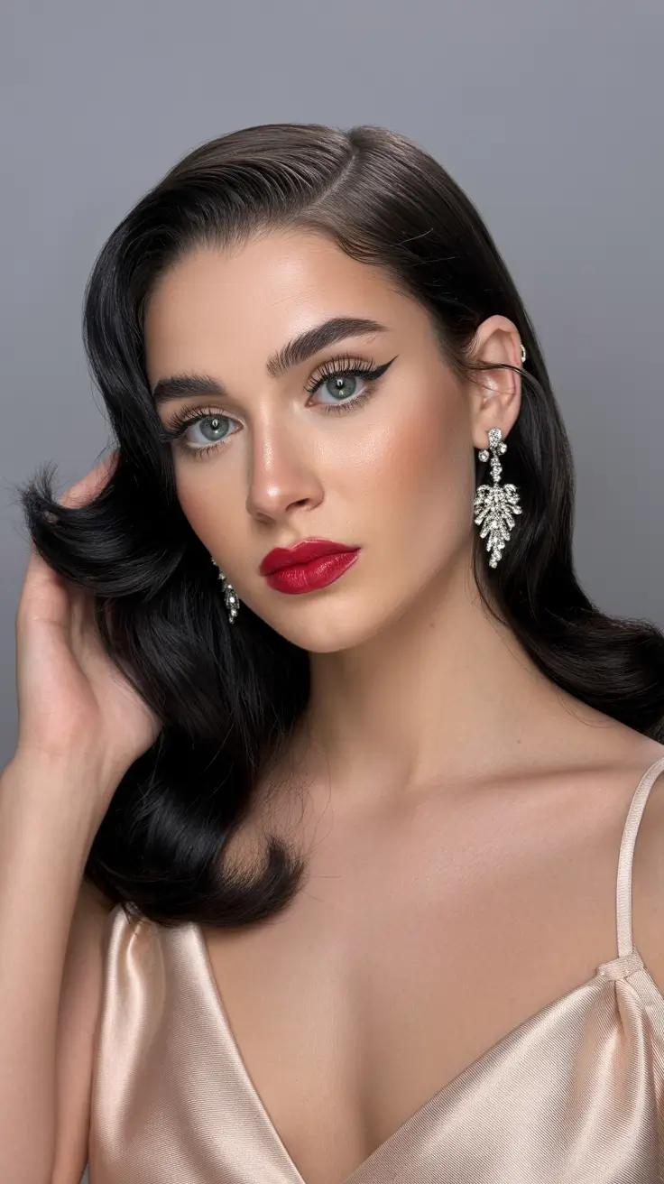 Christmas Party Hairstyles 2025 Black Satin Glam