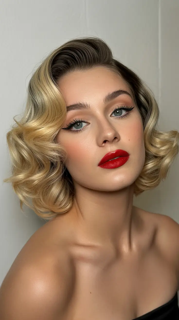 Christmas Party Hairstyles 2025 Vintage Blonde Waves