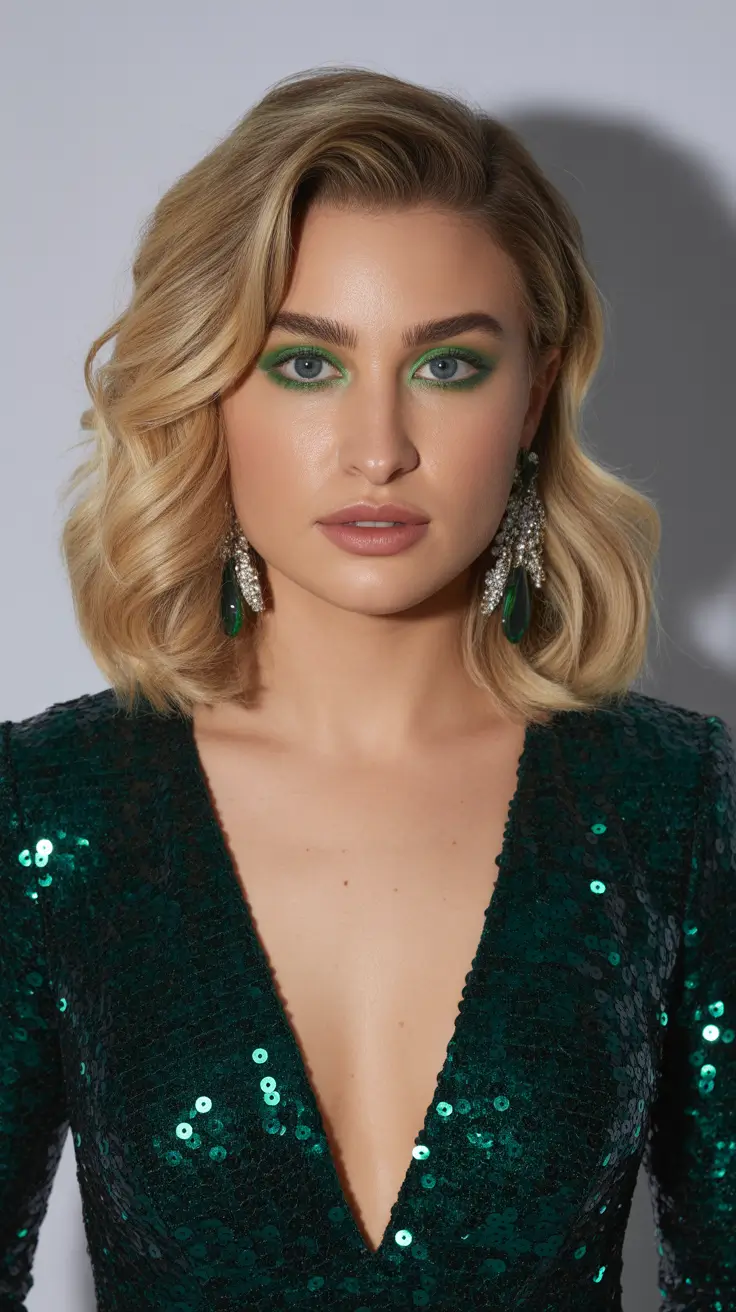 Christmas Party Hairstyles 2025 Emerald Glow Waves