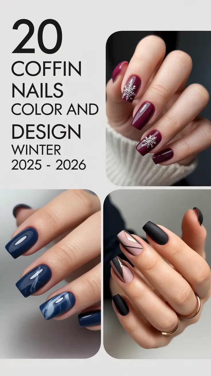Coffin Nails Color and Design Winter 2025–2026: Classy, Simple & Christmas-Ready Ideas to Try