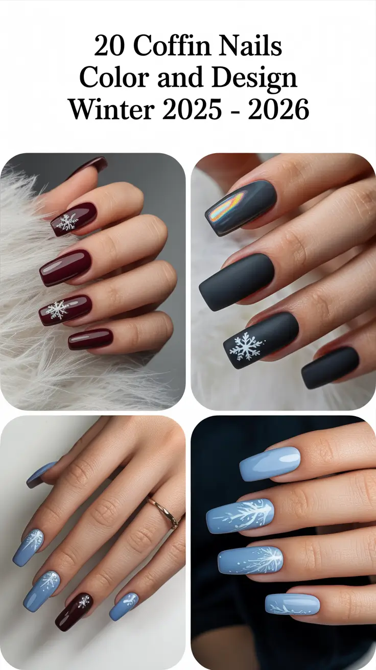 Coffin Nails Color and Design Winter 2025–2026: Classy, Simple & Christmas-Ready Ideas to Try