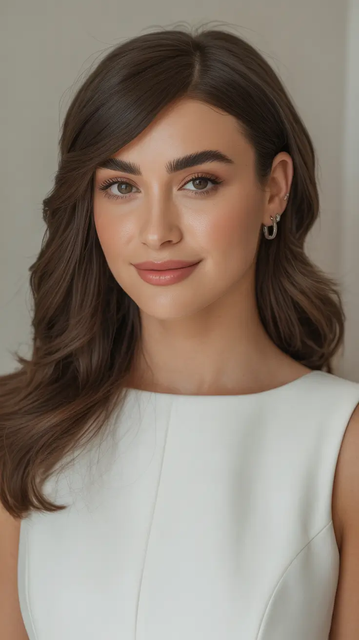 cute winter hairstyles easy simple Classic Side Part with Subtle Shine