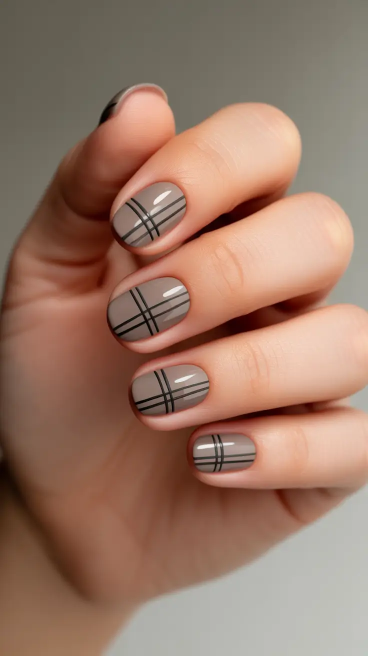 neutral-winter-nails-gel-short-modern-plaid-statement
